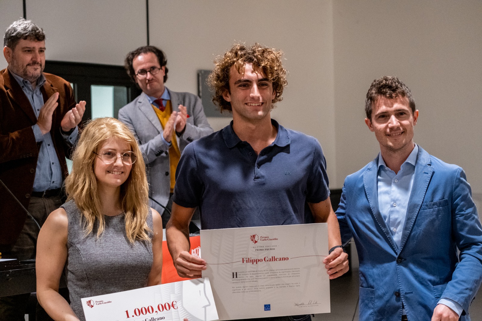 Filippo Galleano vincitore del Primo Premio Carlo Giacobbe con la Presidenza del Premio